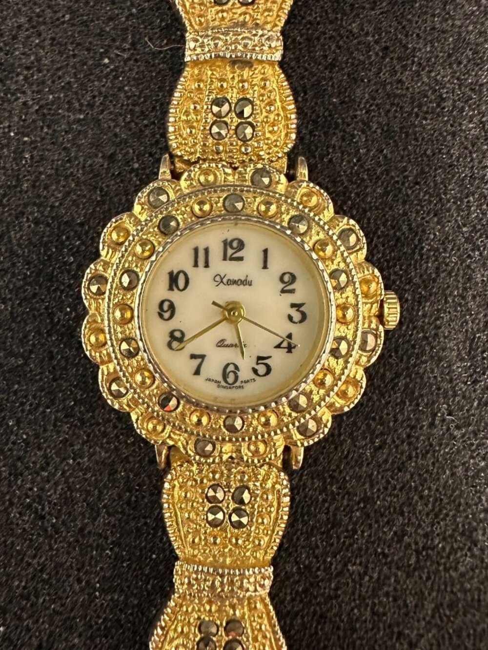Xanadu Watch Women Gold Tone Multi Chain Band Marcasite Accents New Battery